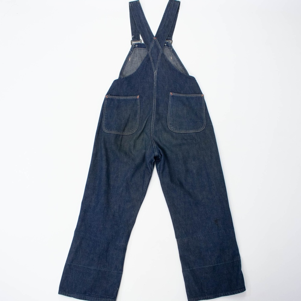 VINTAGE 1940’s indigo overalls with wreath buttons size small - Picture 2 of 8